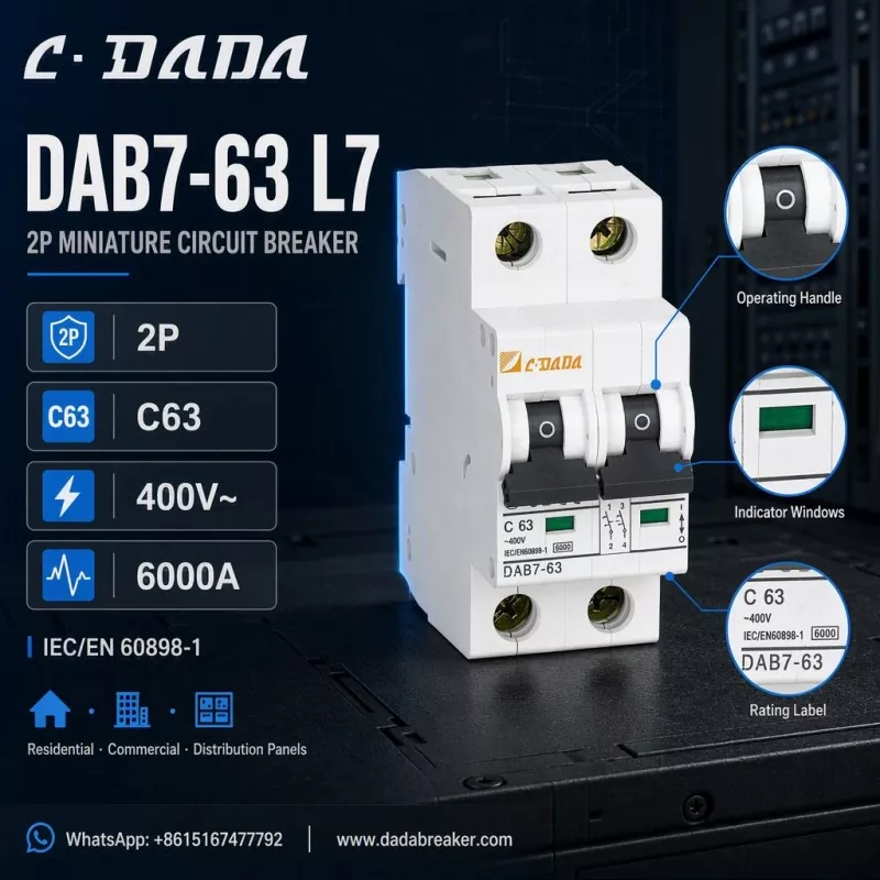 DAB7-63 L7 2P MCB - Klè, Pwoteksyon Kontra enfòmèl ant pou Panno Distribisyon